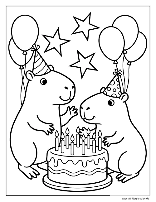 Capybara Ausmalbild 3 - kostenlos zum Ausdrucken