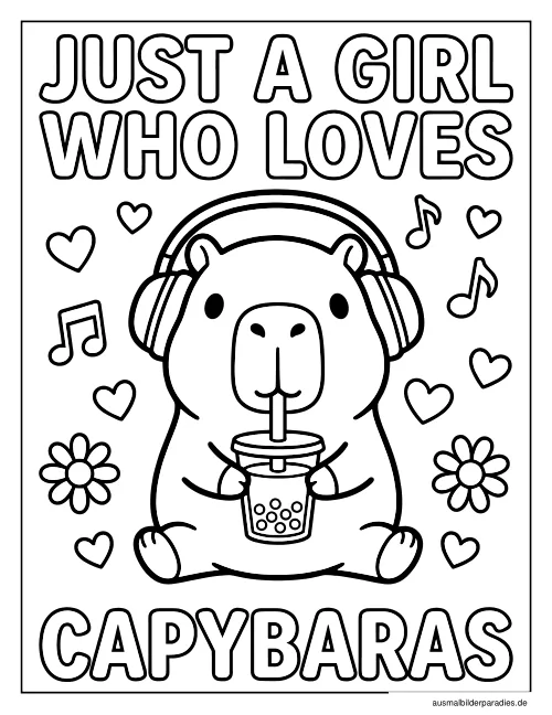 Capybara Ausmalbild 31 - kostenlos zum Ausdrucken