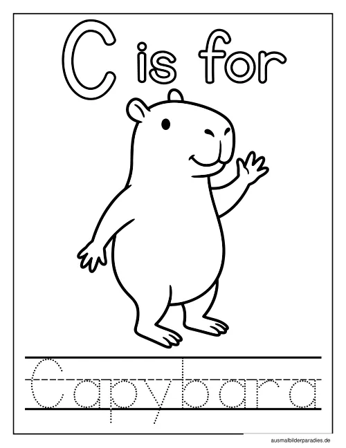 Capybara Ausmalbild 32 - kostenlos zum Ausdrucken