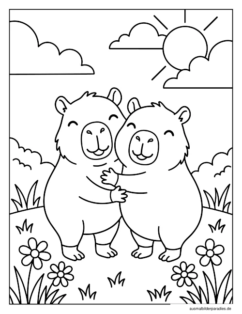 Capybara Ausmalbild 35 - kostenlos zum Ausdrucken