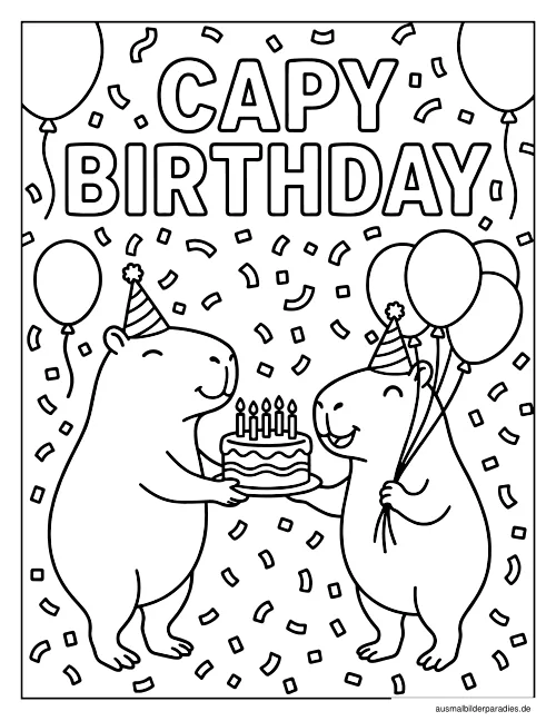Capybara Ausmalbild 5 - kostenlos zum Ausdrucken