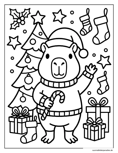 Capybara Ausmalbild 7 - kostenlos zum Ausdrucken