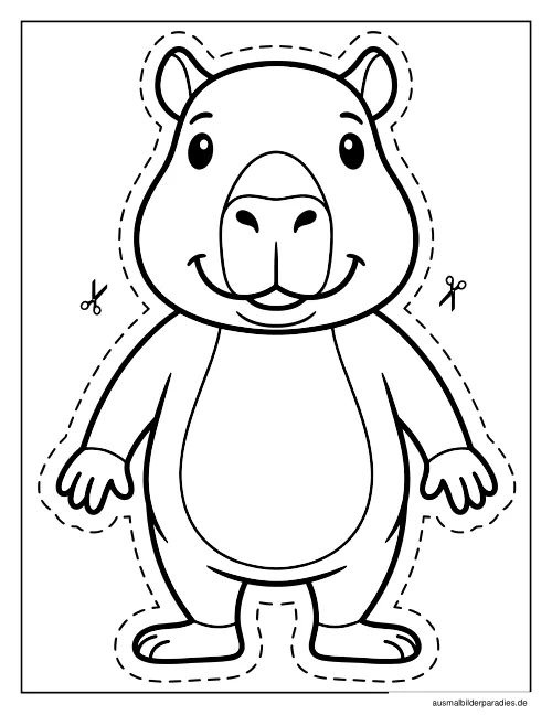 Capybara Ausmalbild 8 - kostenlos zum Ausdrucken