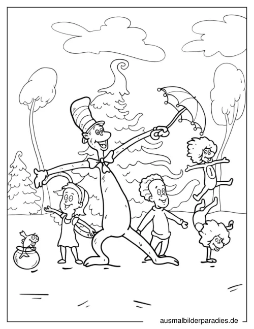 Cat in the Hat Ausmalbild 10 - kostenlos zum Ausdrucken