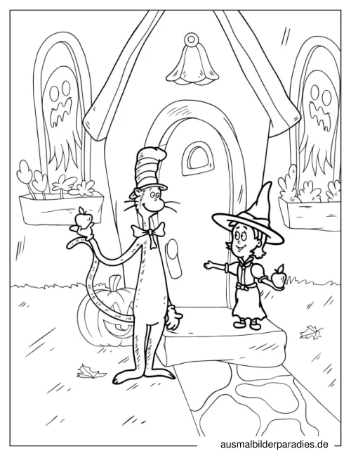 Cat in the Hat Ausmalbild 13 - kostenlos zum Ausdrucken