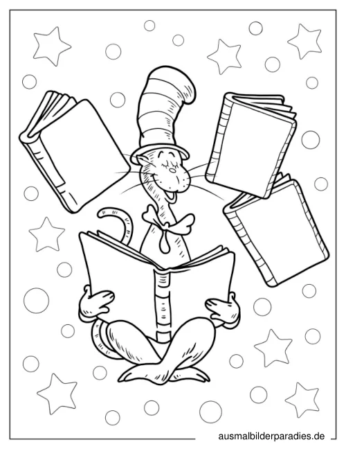 Cat in the Hat Ausmalbild 14 - kostenlos zum Ausdrucken