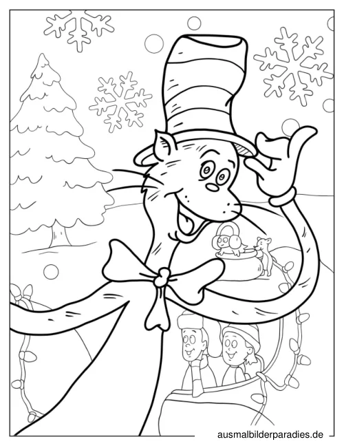 Cat in the Hat Ausmalbild 3 - kostenlos zum Ausdrucken