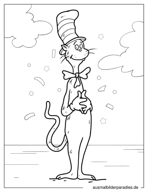 Cat in the Hat Ausmalbild 4 - kostenlos zum Ausdrucken