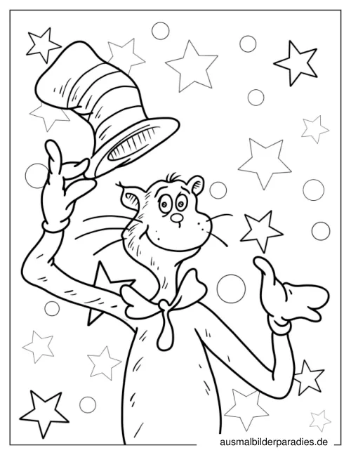 Cat in the Hat Ausmalbild 5 - kostenlos zum Ausdrucken