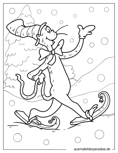 Cat in the Hat Ausmalbild 7 - kostenlos zum Ausdrucken