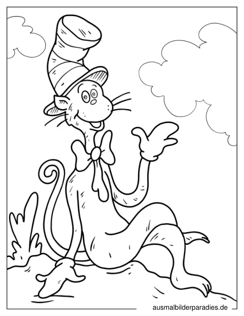 Cat in the Hat Ausmalbild 8 - kostenlos zum Ausdrucken