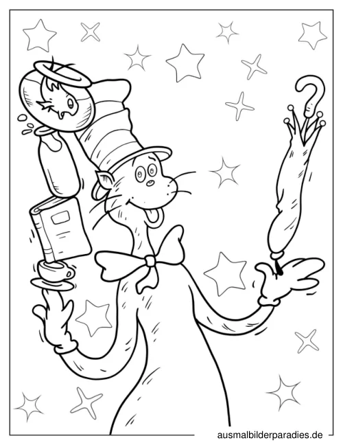 Cat in the Hat Ausmalbild 9 - kostenlos zum Ausdrucken