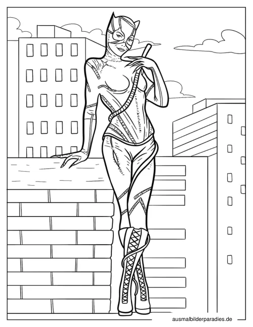 Catwoman Ausmalbild 10 - kostenlos zum Ausdrucken