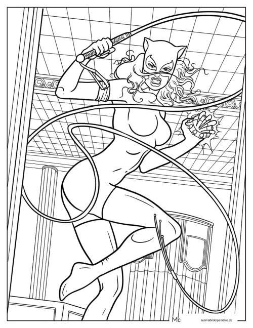 Catwoman Ausmalbild 11 - kostenlos zum Ausdrucken