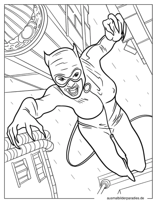 Catwoman Ausmalbild 15 - kostenlos zum Ausdrucken