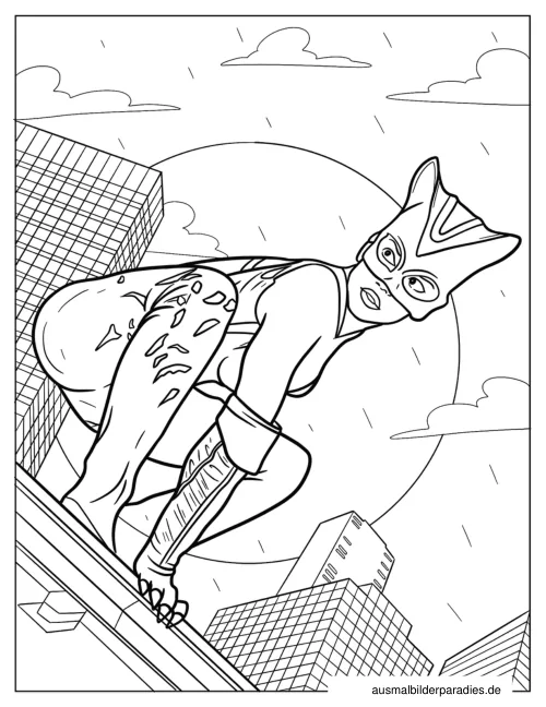 Catwoman Ausmalbild 16 - kostenlos zum Ausdrucken