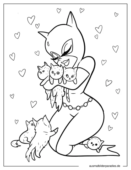 Catwoman Ausmalbild 2 - kostenlos zum Ausdrucken