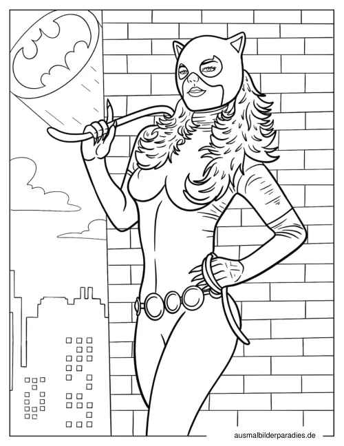 Catwoman Ausmalbild 20 - kostenlos zum Ausdrucken
