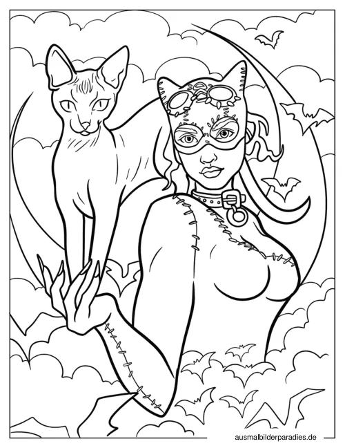 Catwoman Ausmalbild 3 - kostenlos zum Ausdrucken