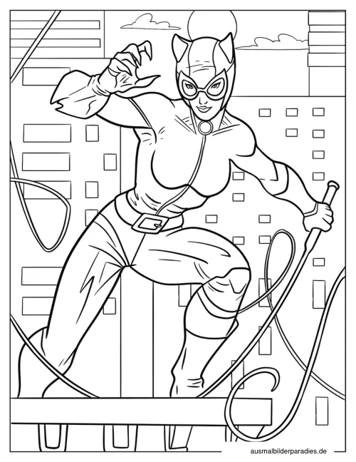 Catwoman Ausmalbild 6 - kostenlos zum Ausdrucken