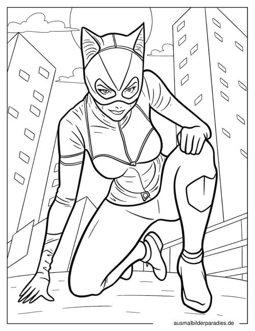 Catwoman Ausmalbild 7 - kostenlos zum Ausdrucken