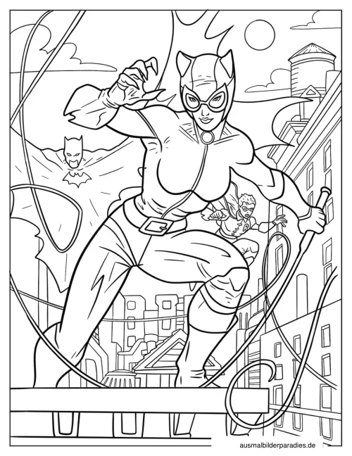 Catwoman Ausmalbild 8 - kostenlos zum Ausdrucken