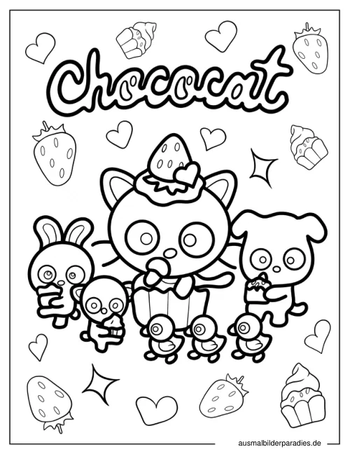 Chococat Ausmalbild 11 als Gratis-PDF Chococat Ausmalbild 11 - kostenlos zum Ausdrucken