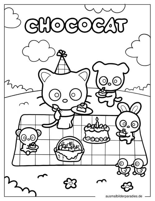 Chococat Ausmalbild 2 als Gratis-PDF Chococat Ausmalbild 2 - kostenlos zum Ausdrucken