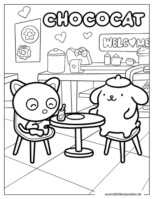 Chococat Ausmalbild 5 als Gratis-PDF Chococat Ausmalbild 5 - kostenlos zum Ausdrucken