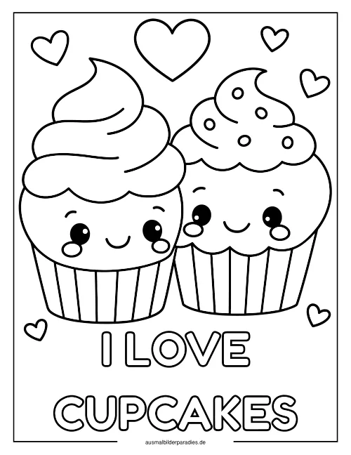 Cupcake Ausmalbild 14 als Gratis-PDF Cupcake Ausmalbild 14 - kostenlos zum Ausdrucken