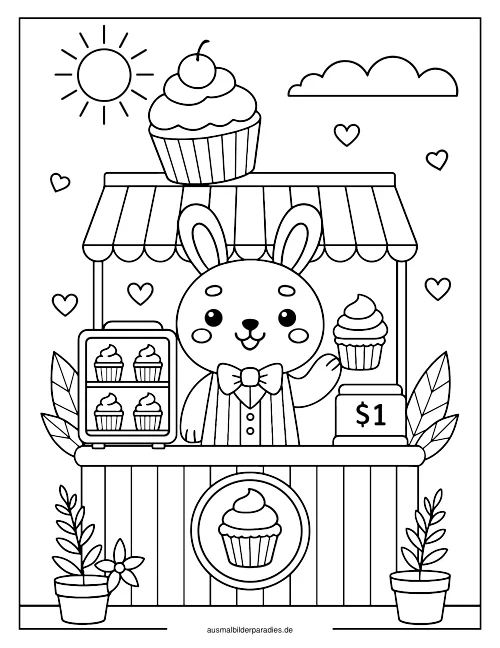Cupcake Ausmalbild 15 als Gratis-PDF Cupcake Ausmalbild 15 - kostenlos zum Ausdrucken