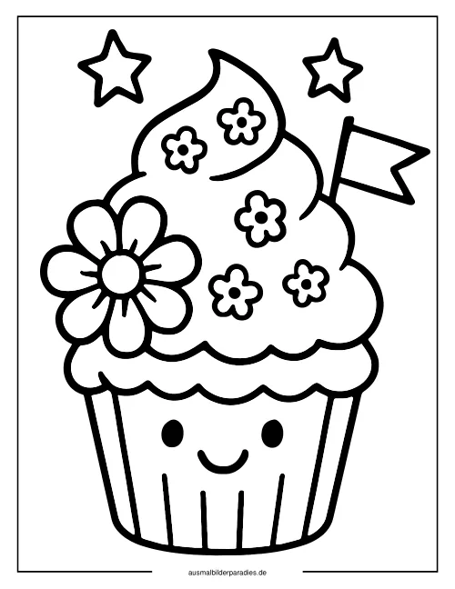 Cupcake Ausmalbild 17 als Gratis-PDF Cupcake Ausmalbild 17 - kostenlos zum Ausdrucken