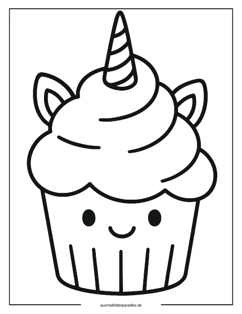 Cupcake Ausmalbild 18 als Gratis-PDF Cupcake Ausmalbild 18 - kostenlos zum Ausdrucken