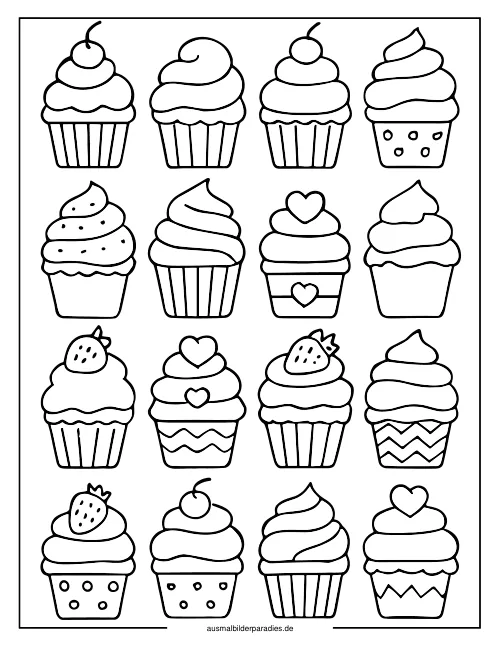 Cupcake Ausmalbild 19 als Gratis-PDF Cupcake Ausmalbild 19 - kostenlos zum Ausdrucken