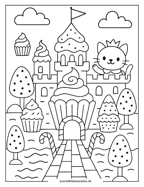 Cupcake Ausmalbild 2 als Gratis-PDF Cupcake Ausmalbild 2 - kostenlos zum Ausdrucken