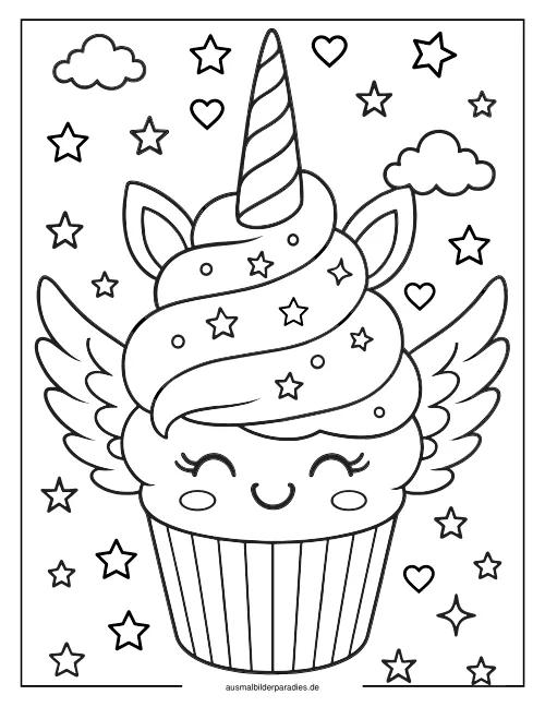 Cupcake Ausmalbild 20 als Gratis-PDF Cupcake Ausmalbild 20 - kostenlos zum Ausdrucken