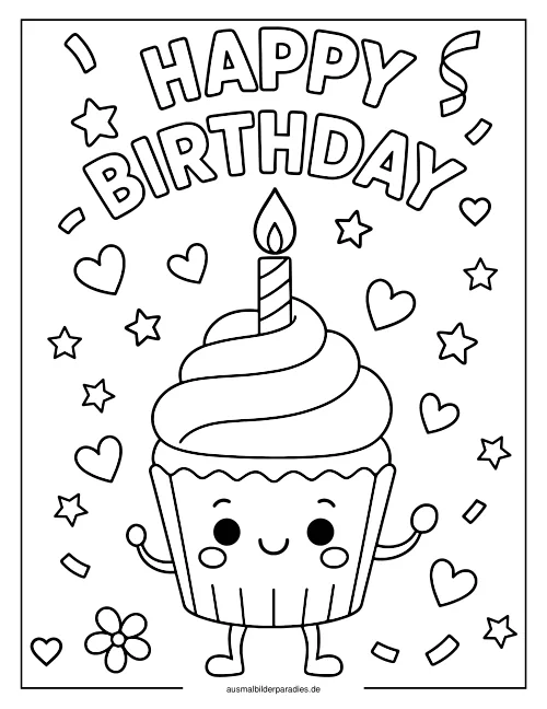 Cupcake Ausmalbild 21 als Gratis-PDF Cupcake Ausmalbild 21 - kostenlos zum Ausdrucken