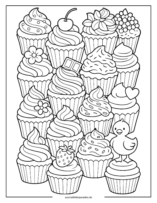 Cupcake Ausmalbild 26 als Gratis-PDF Cupcake Ausmalbild 26 - kostenlos zum Ausdrucken