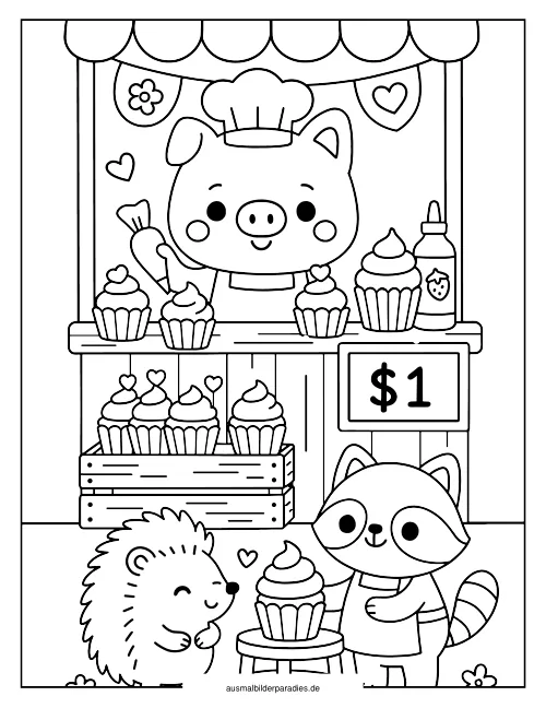 Cupcake Ausmalbild 28 als Gratis-PDF Cupcake Ausmalbild 28 - kostenlos zum Ausdrucken