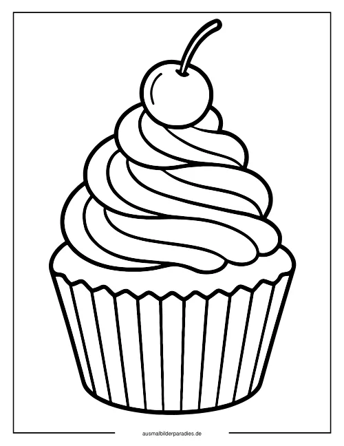 Cupcake Ausmalbild 30 als Gratis-PDF Cupcake Ausmalbild 30 - kostenlos zum Ausdrucken