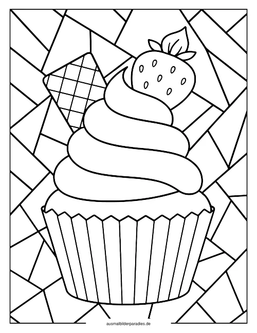 Cupcake Ausmalbild 31 als Gratis-PDF Cupcake Ausmalbild 31 - kostenlos zum Ausdrucken