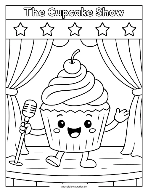 Cupcake Ausmalbild 32 als Gratis-PDF Cupcake Ausmalbild 32 - kostenlos zum Ausdrucken