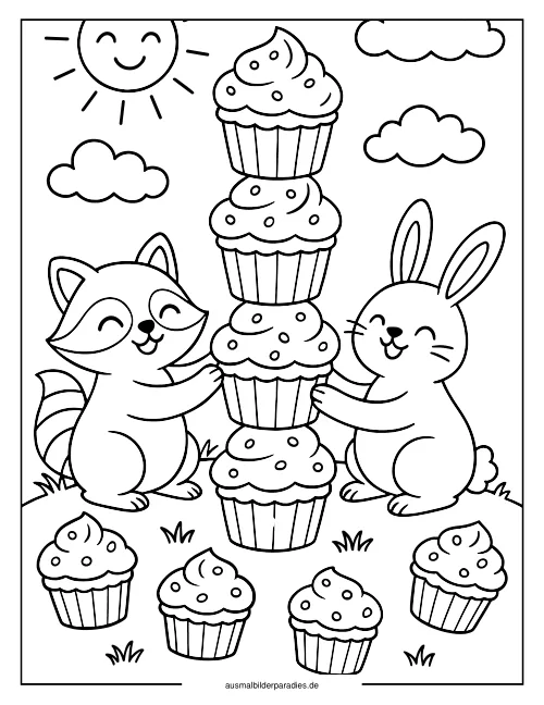 Cupcake Ausmalbild 33 als Gratis-PDF Cupcake Ausmalbild 33 - kostenlos zum Ausdrucken