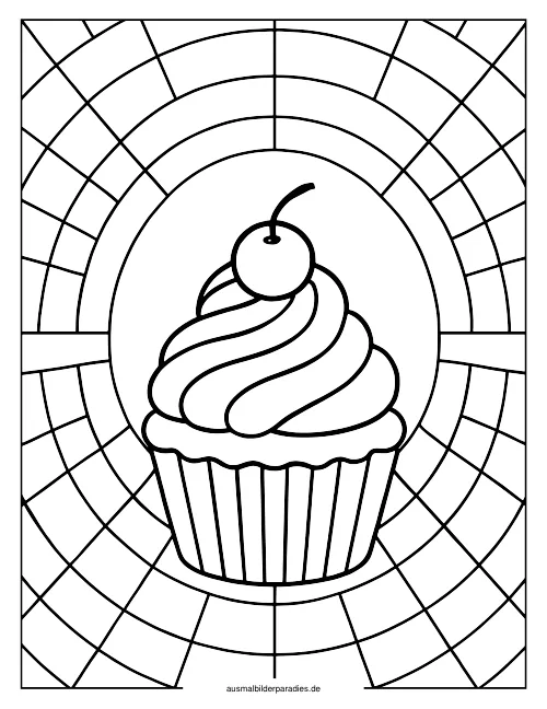 Cupcake Ausmalbild 6 als Gratis-PDF Cupcake Ausmalbild 6 - kostenlos zum Ausdrucken