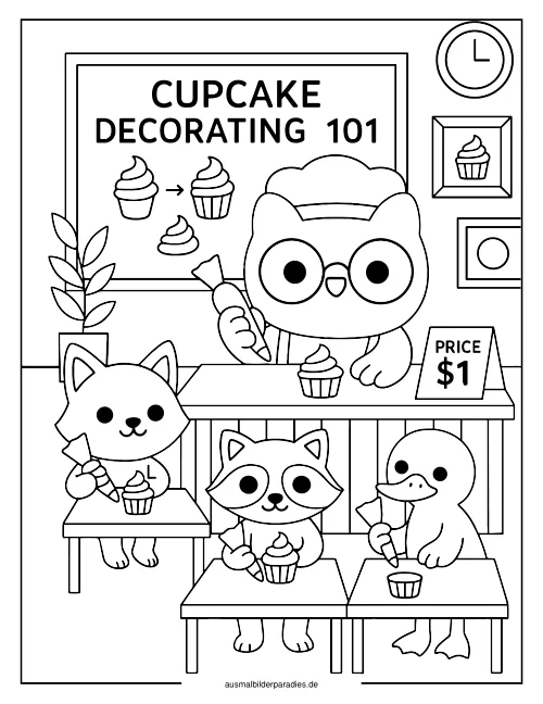 Cupcake Ausmalbild 7 als Gratis-PDF Cupcake Ausmalbild 7 - kostenlos zum Ausdrucken