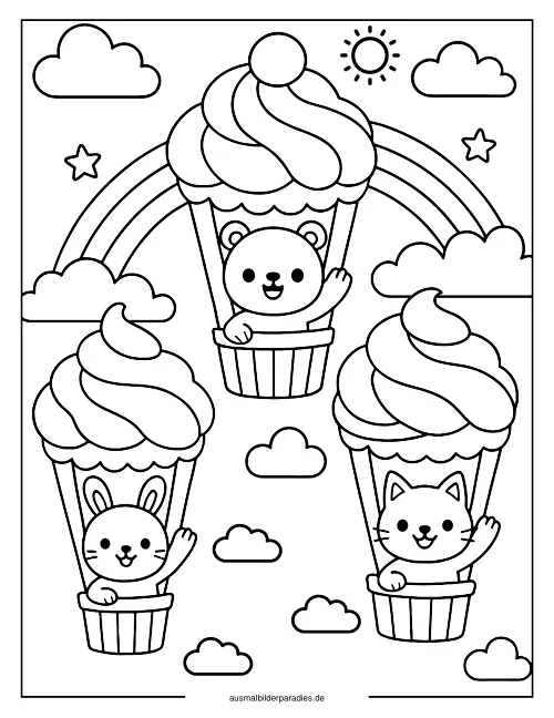Cupcake Ausmalbild 8 als Gratis-PDF Cupcake Ausmalbild 8 - kostenlos zum Ausdrucken