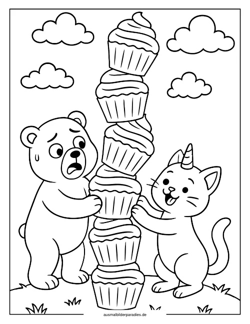 Cupcake Ausmalbild 9 als Gratis-PDF Cupcake Ausmalbild 9 - kostenlos zum Ausdrucken
