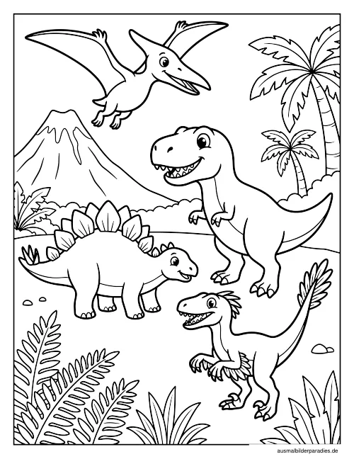Dinosaurier Ausmalbild 10 als Gratis-PDF Dinosaurier Ausmalbild 10 - kostenlos zum Ausdrucken