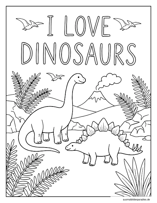 Dinosaurier Ausmalbild 18 als Gratis-PDF Dinosaurier Ausmalbild 18 - kostenlos zum Ausdrucken