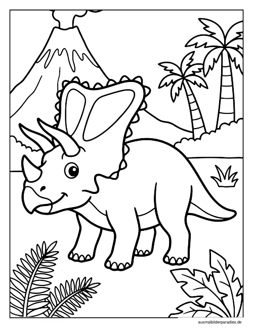 Dinosaurier Ausmalbild 5 als Gratis-PDF Dinosaurier Ausmalbild 5 - kostenlos zum Ausdrucken
